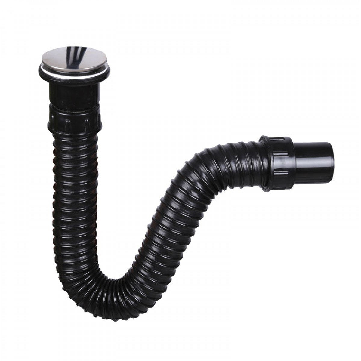 Sanotechnik - WT-Siphon m.Ventil schwarz Exclusiv m.flex.Schl.