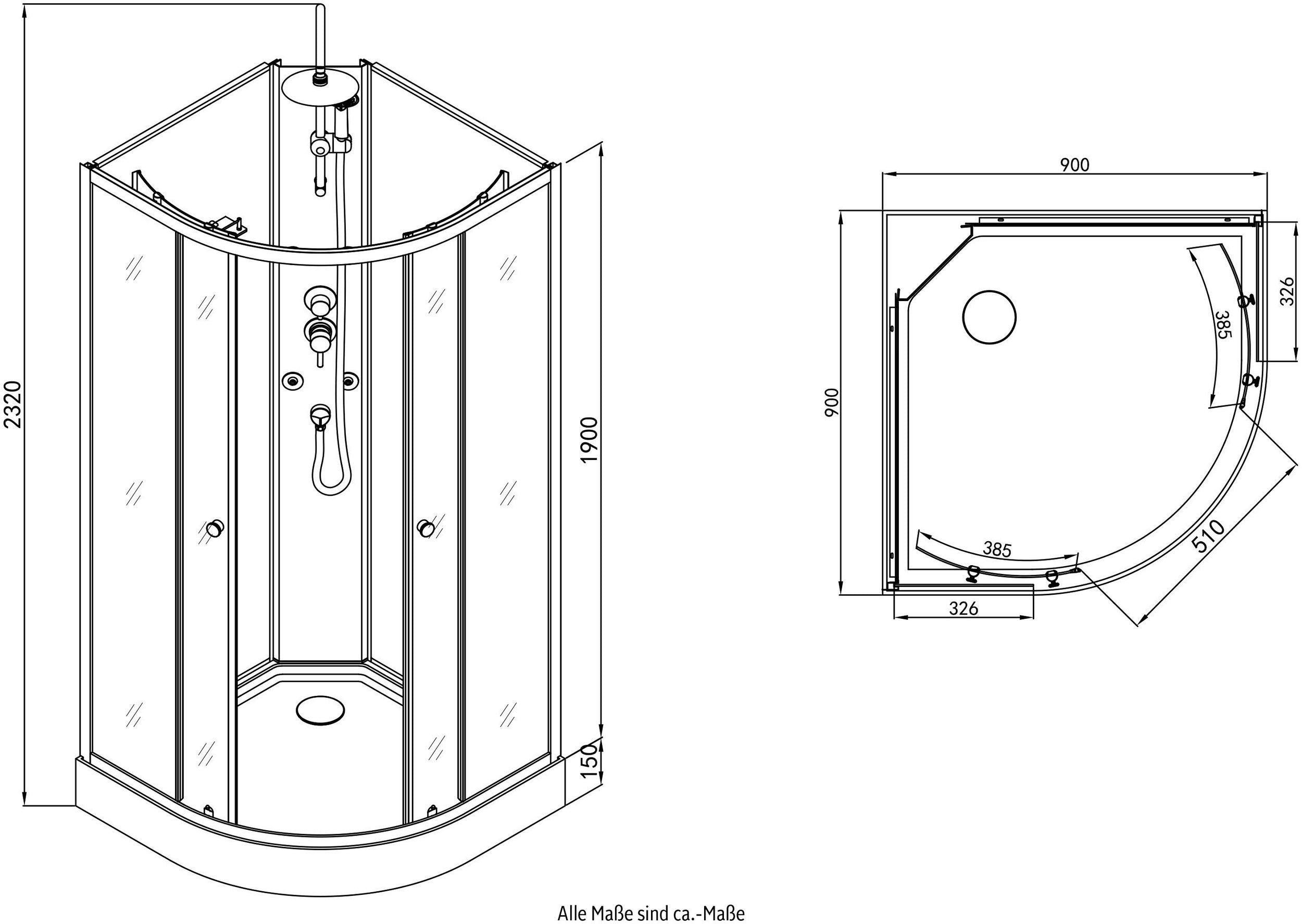 Sanotechnik - Komplettdk RELOAD 90x90x225cm
