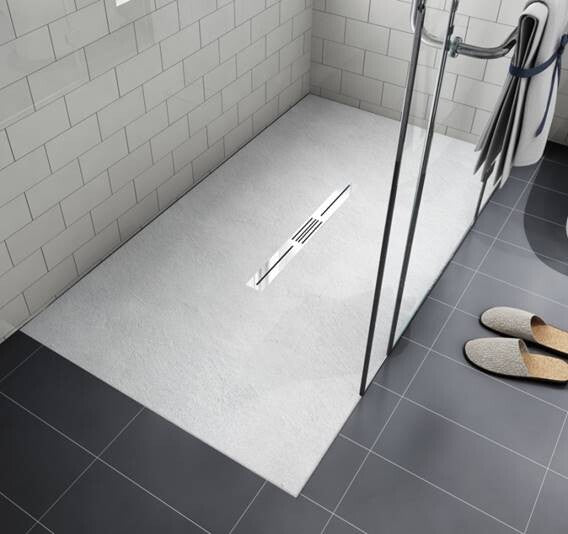 Sanotechnik - Schneidbare SMC Brausetasse 170x80cm weiss Steinoptik