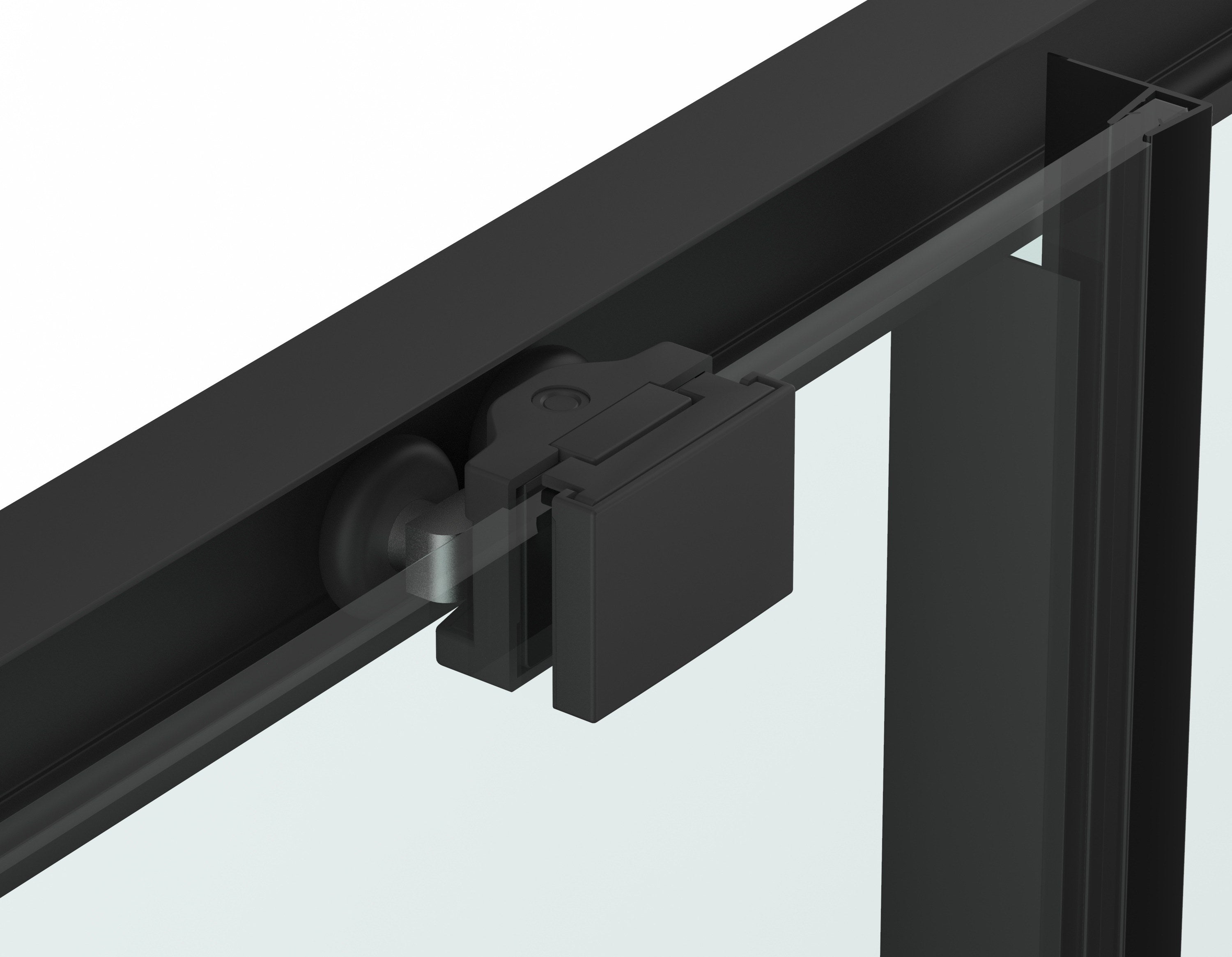 Sanotechnik - Eckdusche Schiebet.SLIMLINE 100x200cm schwarz Easy-Clean