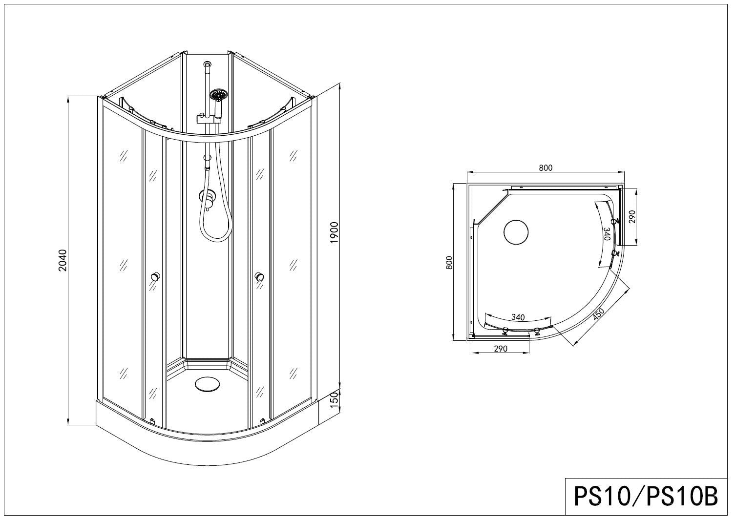 Sanotechnik - Komplett duschkabine IDEA 80x80x203cm