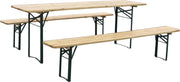 Sanotechnik - BierzeltgarniturSet 3-teilig Tisch 220 x 70 cm Bänke 220 x 25 cm Fichte natur grün
