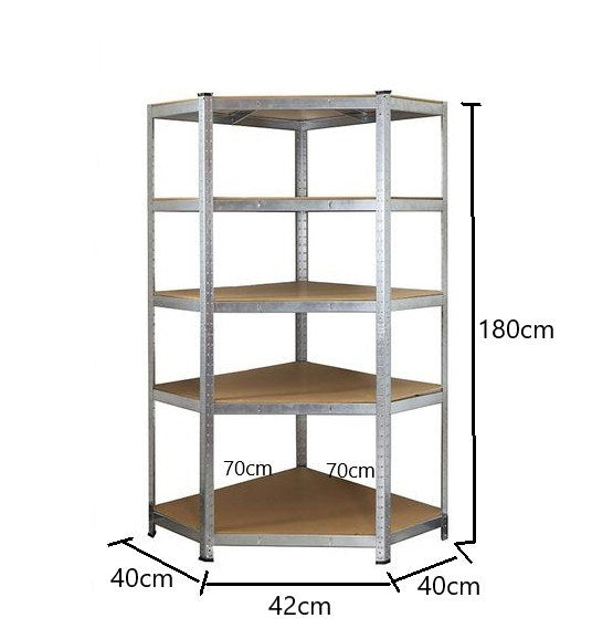 Sanotechnik - Eck-Schwerlastregal zink 77x77x40x40x41xH180 cm