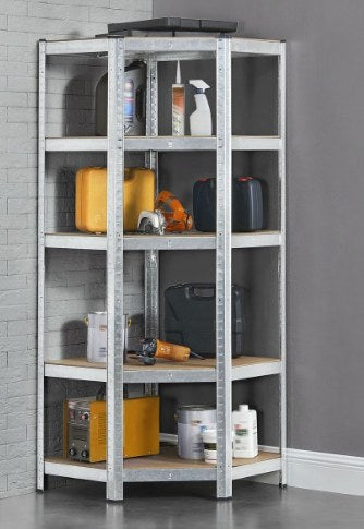 Sanotechnik - Eck-Schwerlastregal zink 77x77x40x40x41xH180 cm