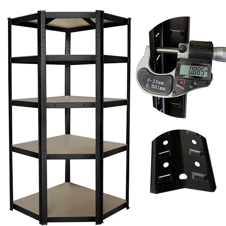 Sanotechnik - Eck-Schwerlastregal schwarz 77x77x40x40x41xH180 cm