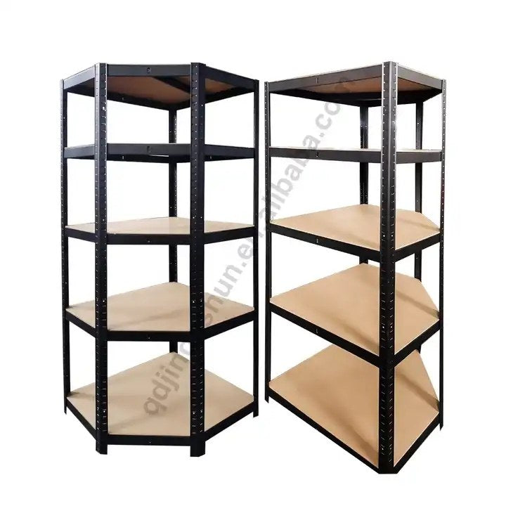 Sanotechnik - Eck-Schwerlastregal schwarz 77x77x40x40x41xH180 cm