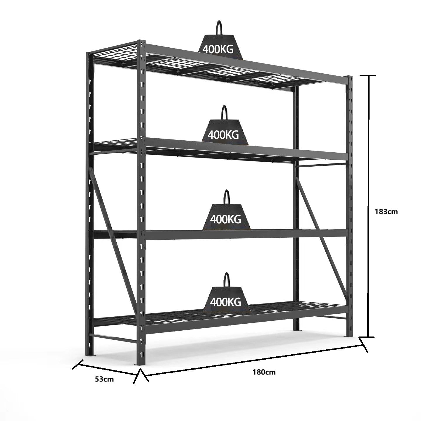 Sanotechnik - Industrie-Schwerlastregal schwarz 180x53x183cm