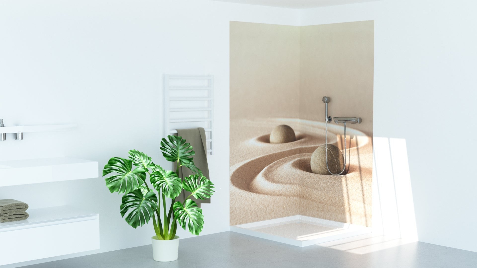 Sanotechnik - SANOWALL STEINE-SAND RECHTS Wandverkleidung 125x250x,03cm