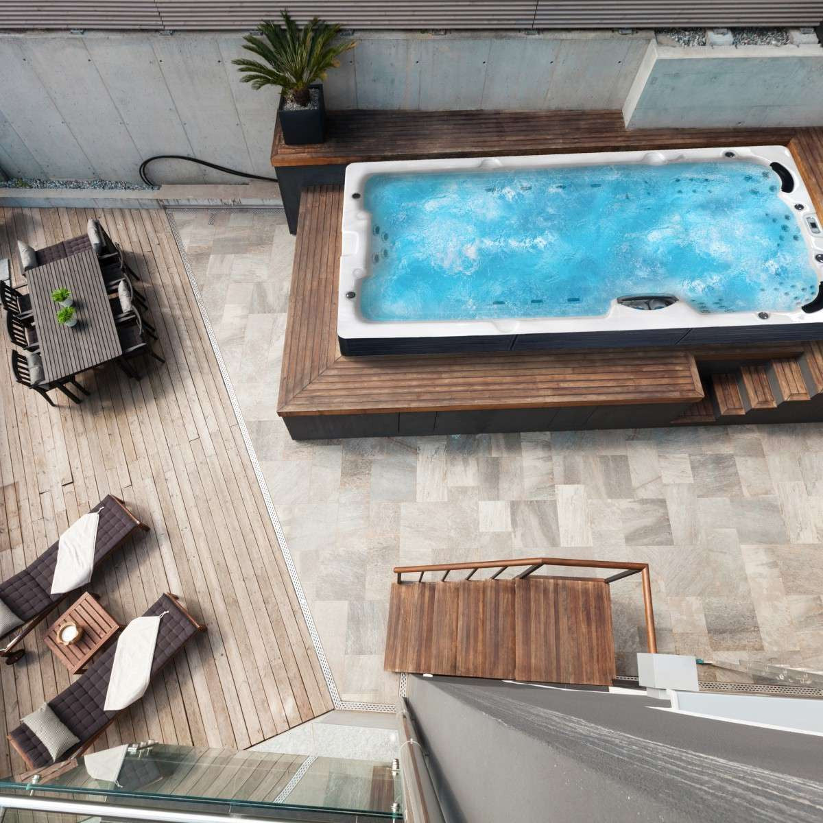 SANOTECHNIK I Outdoor Schwimm Whirlpool MENORCA - inkl. Abdeckung