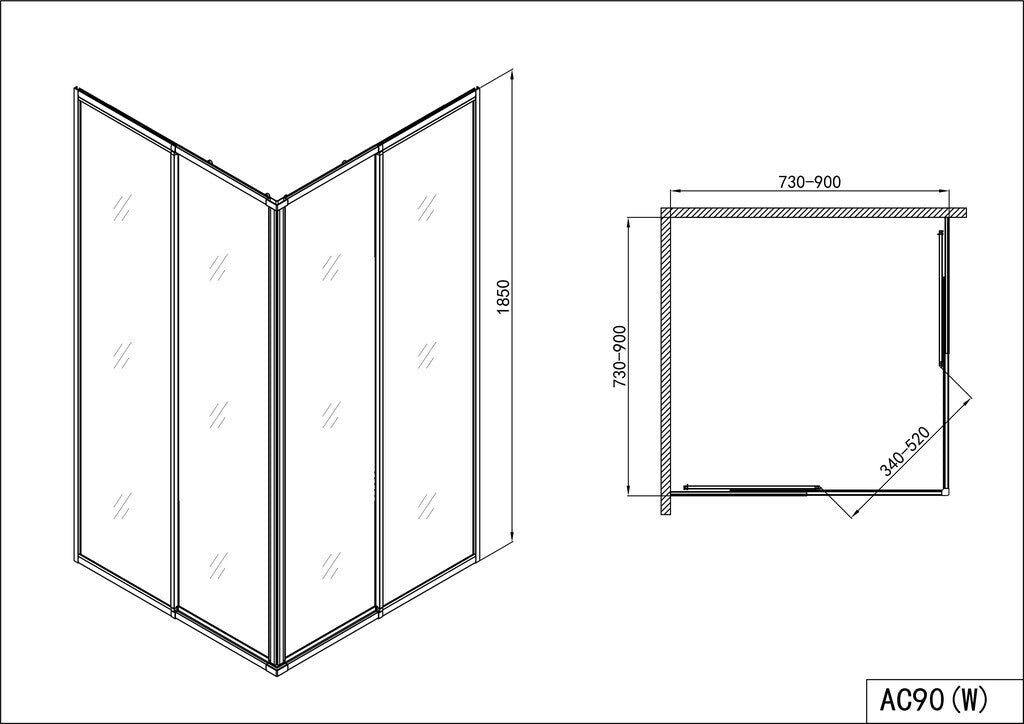 Sanotechnik - Eckduschkabine Acrylglas weiß 73-90x73-90x185cm