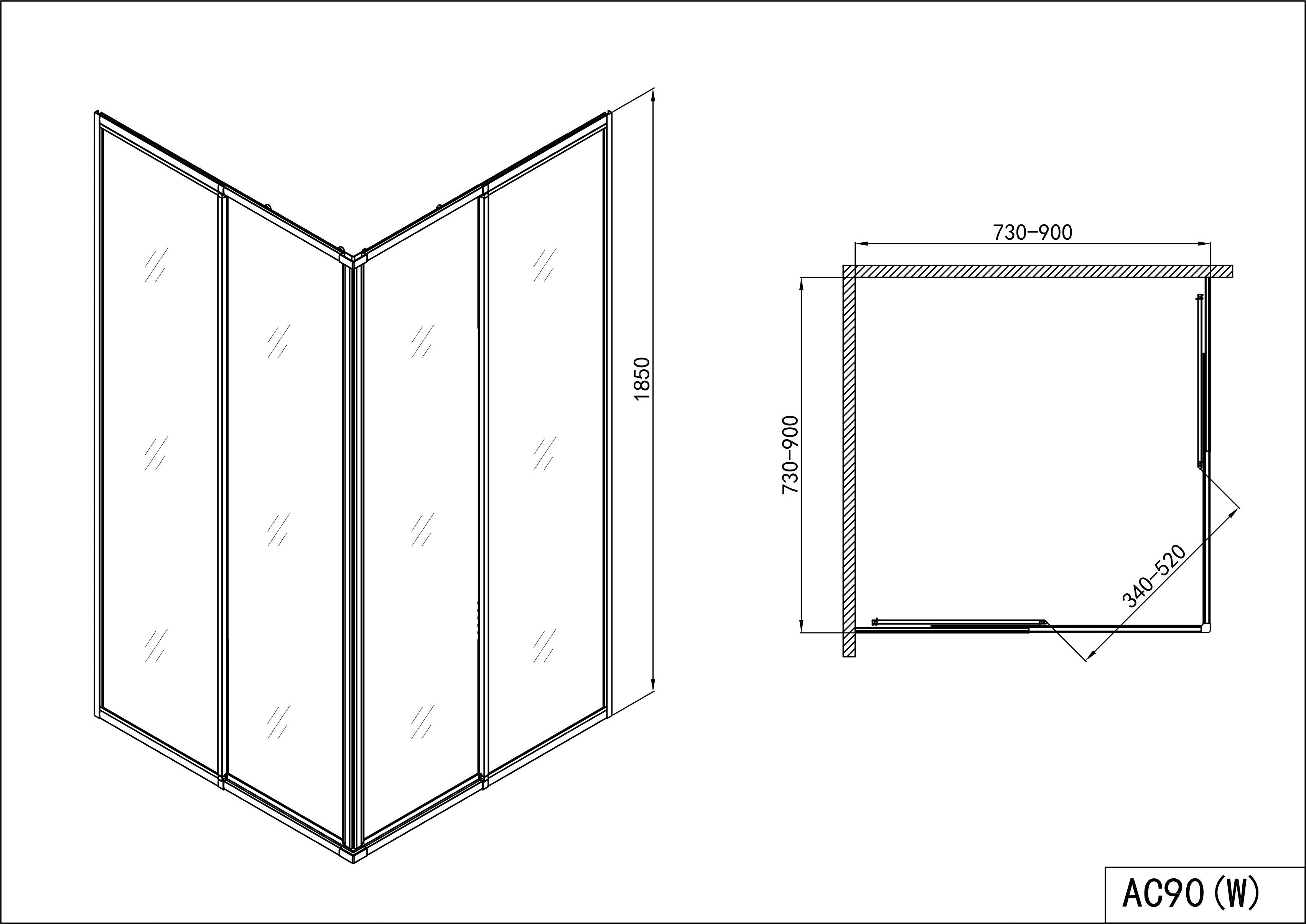 Sanotechnik - Eckduschkabine Acrylglas weiß 73-90x73-90x185cm