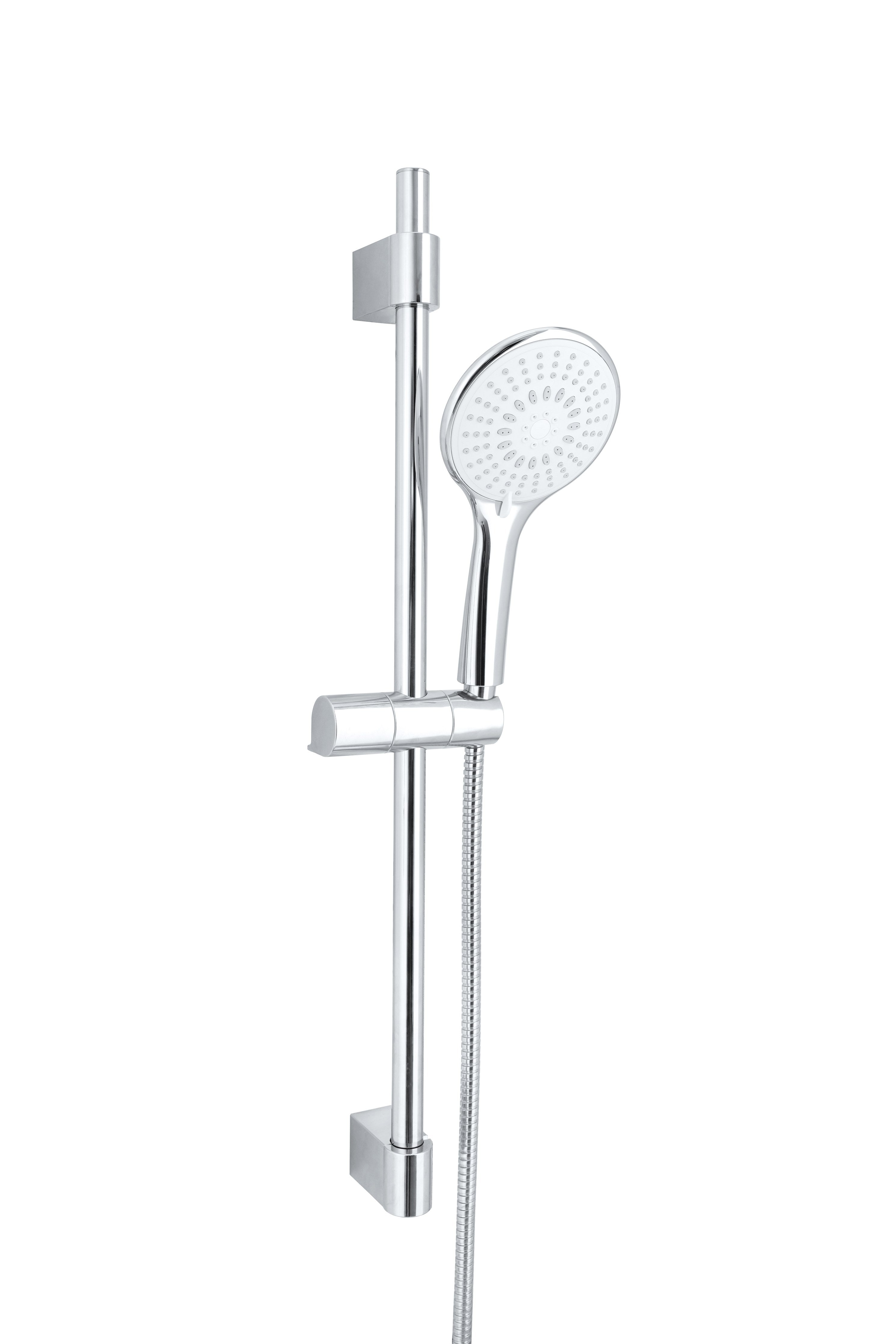 Sanotechnik - Brauseset: chrom Stange, Brause 5 Funktionen, Schlauch