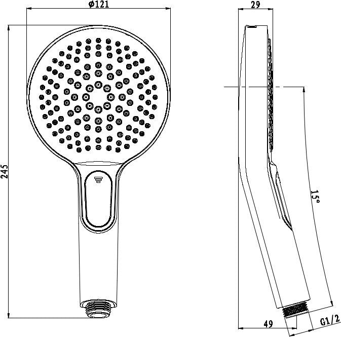 Sanotechnik - Handbrause matt schwaz 12,1cm 4 Funktionen