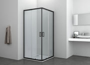 Sanotechnik - Eckduschkabine 78,5-90x190cm profile in schwarz 5mm glas