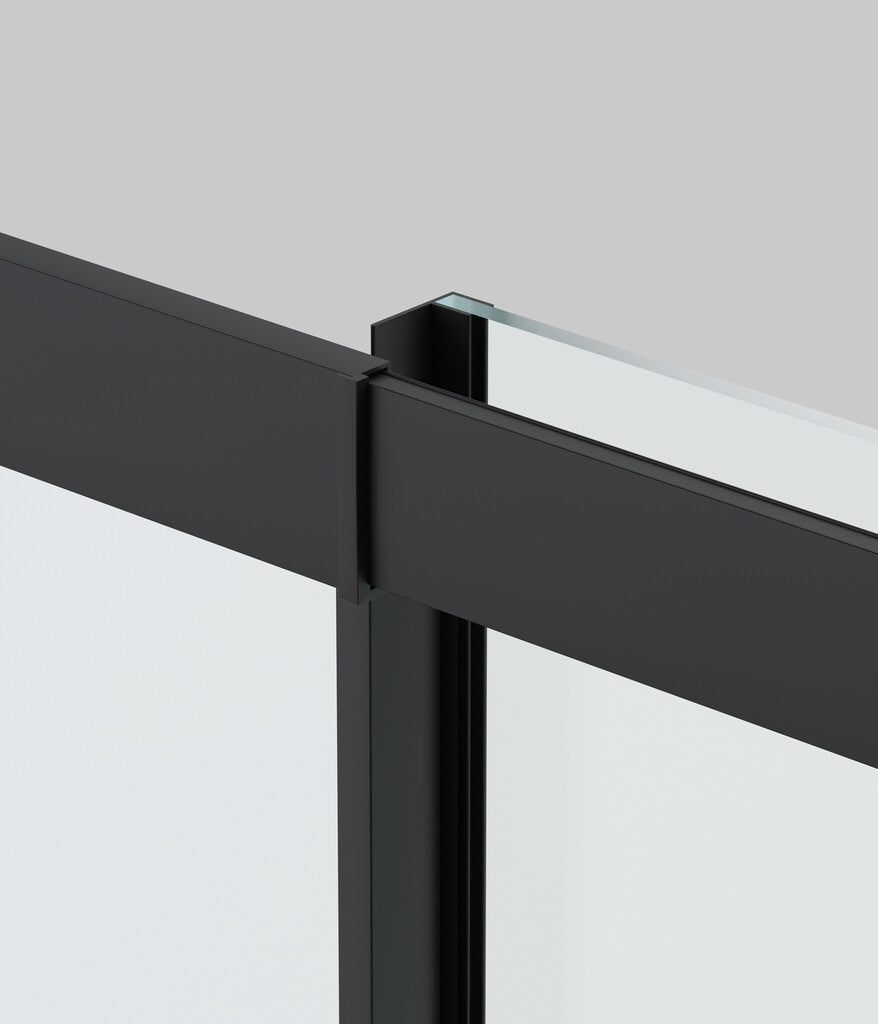 Sanotechnik - Eckduschkabine 78,5-90x190cm profile in schwarz 5mm glas