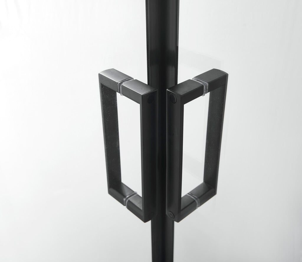 Sanotechnik - Eckduschkabine 78,5-90x190cm profile in schwarz 5mm glas