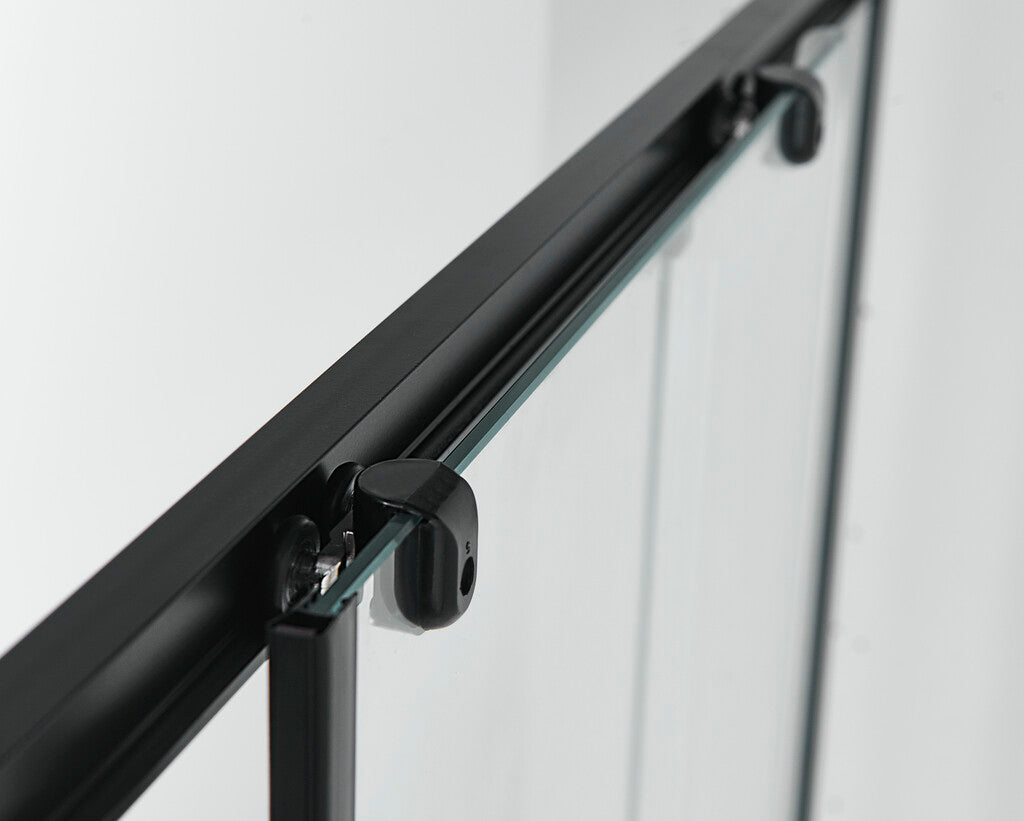 Sanotechnik - Eckduschkabine 78,5-90x190cm profile in schwarz 5mm glas