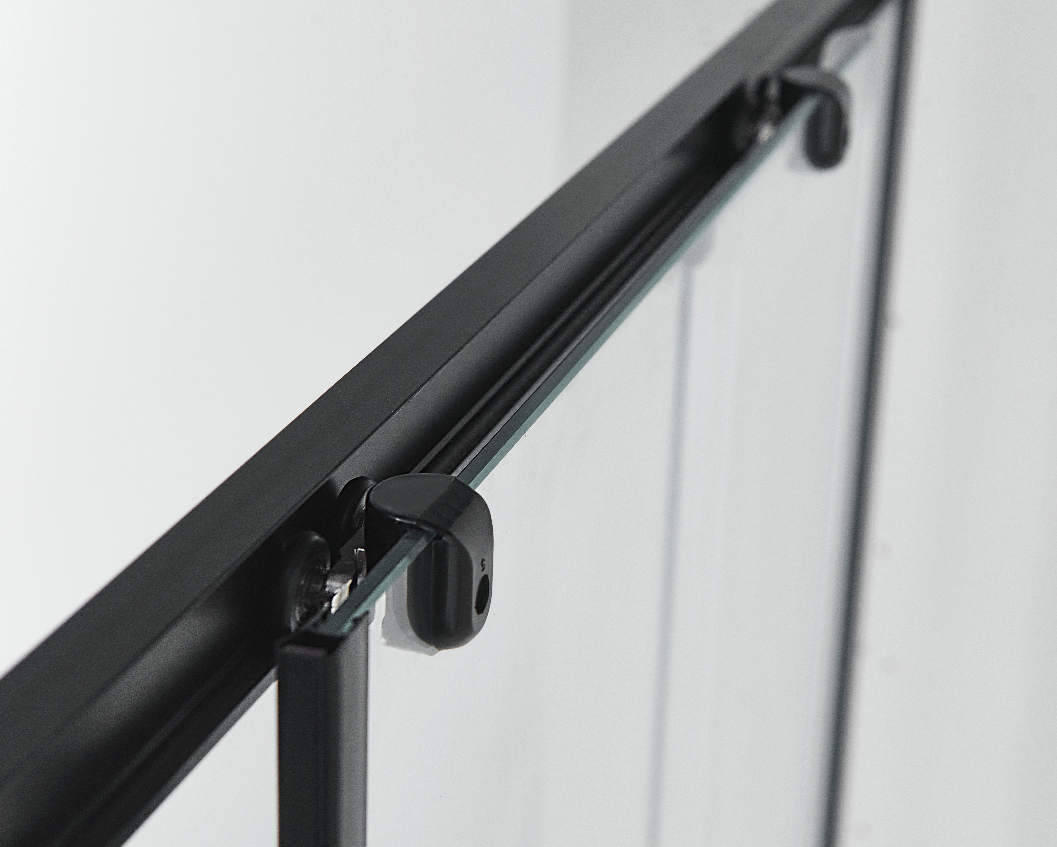 Sanotechnik - Eckduschkabine 78,5-90x190cm profile in schwarz 5mm glas