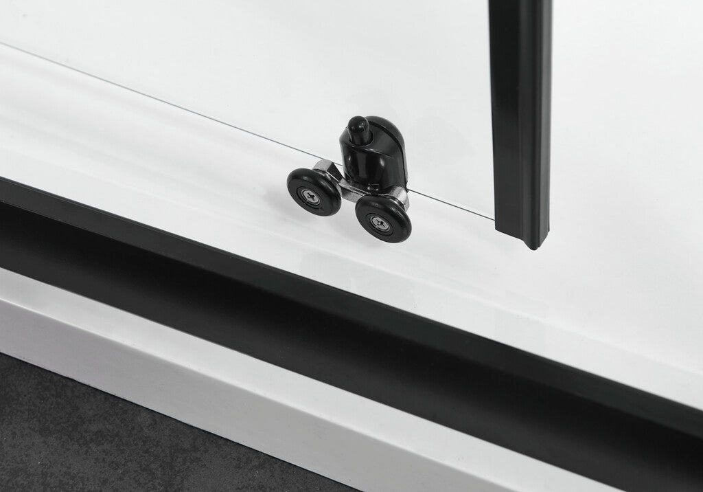 Sanotechnik - Eckduschkabine 78,5-90x190cm profile in schwarz 5mm glas