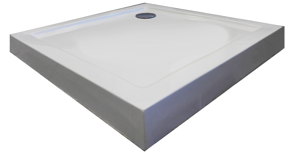 Sanotechnik - Eck-Brausetasse 90x90x12cm m.fixer Sch. weiß