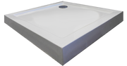 Sanotechnik - Eck-Brausetasse 90x90x12cm m.fixer Sch. weiß