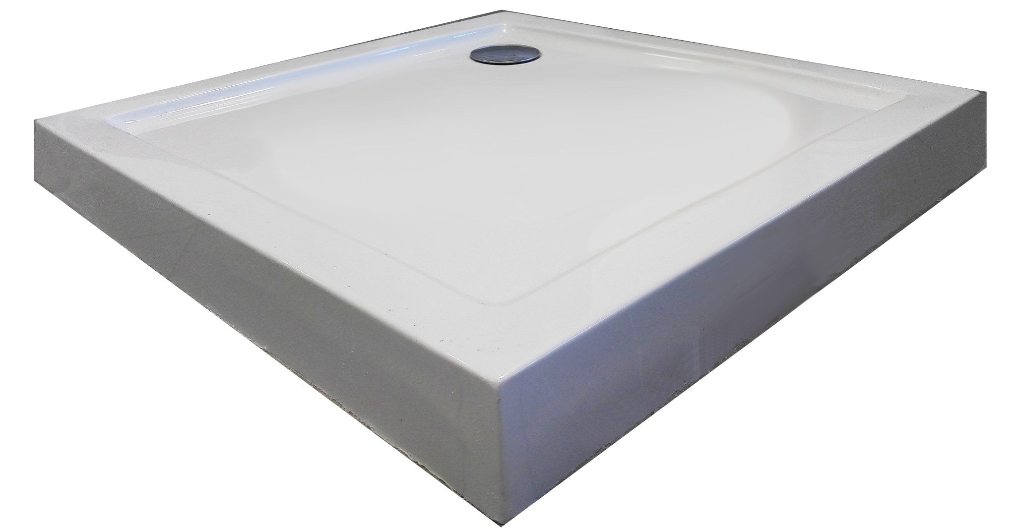 Sanotechnik - Eck-Brausetasse 90x90x12cm m.fixer Sch. weiß