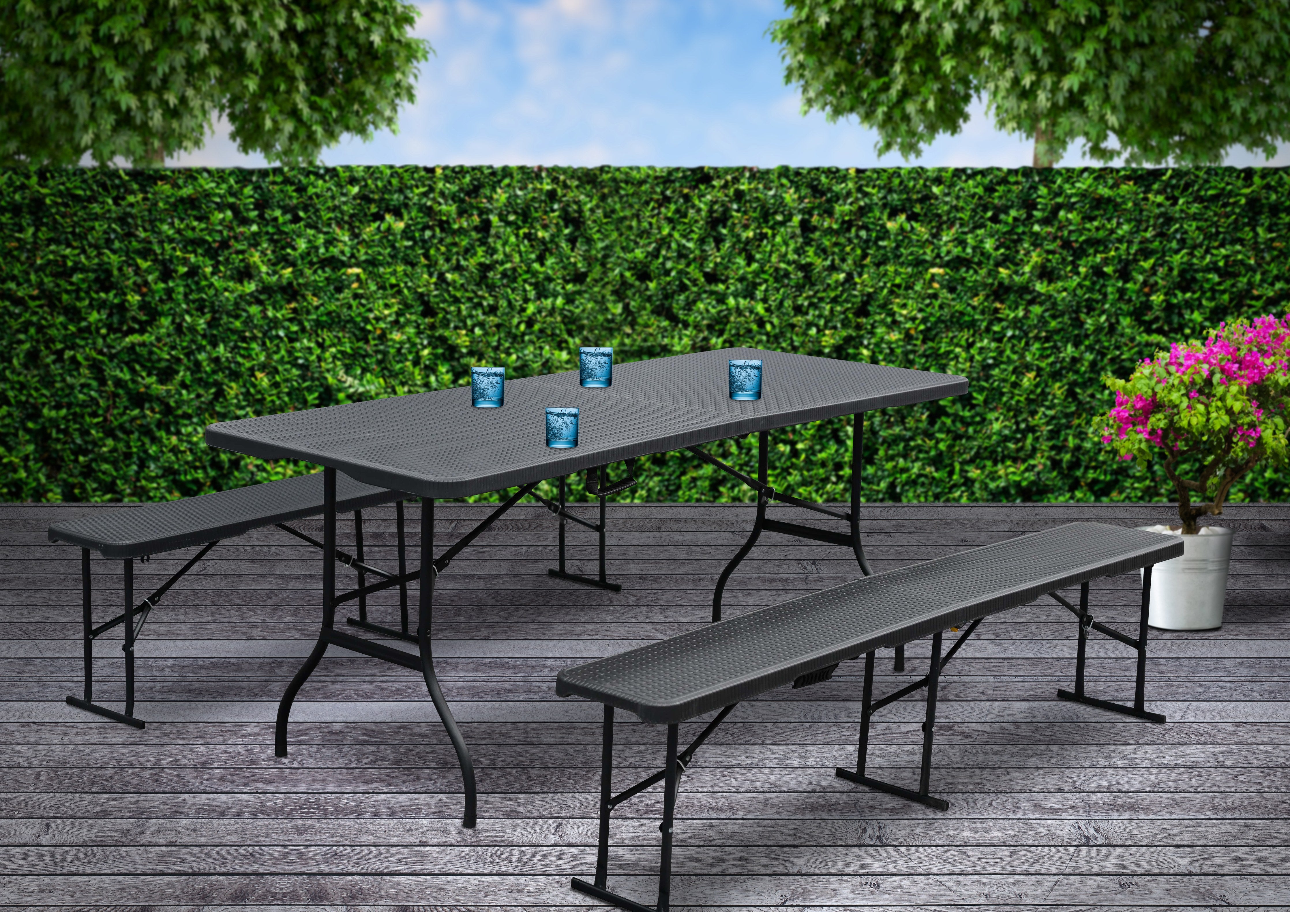 Sanotechnik - Klappbank Rattan optik 182x28x43 cm