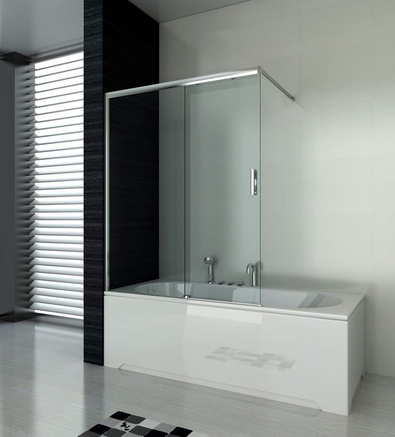 Sanotechnik - Badewannenaufsatz mit Schiebetüre  chrom 120x140cm 6mm Glas