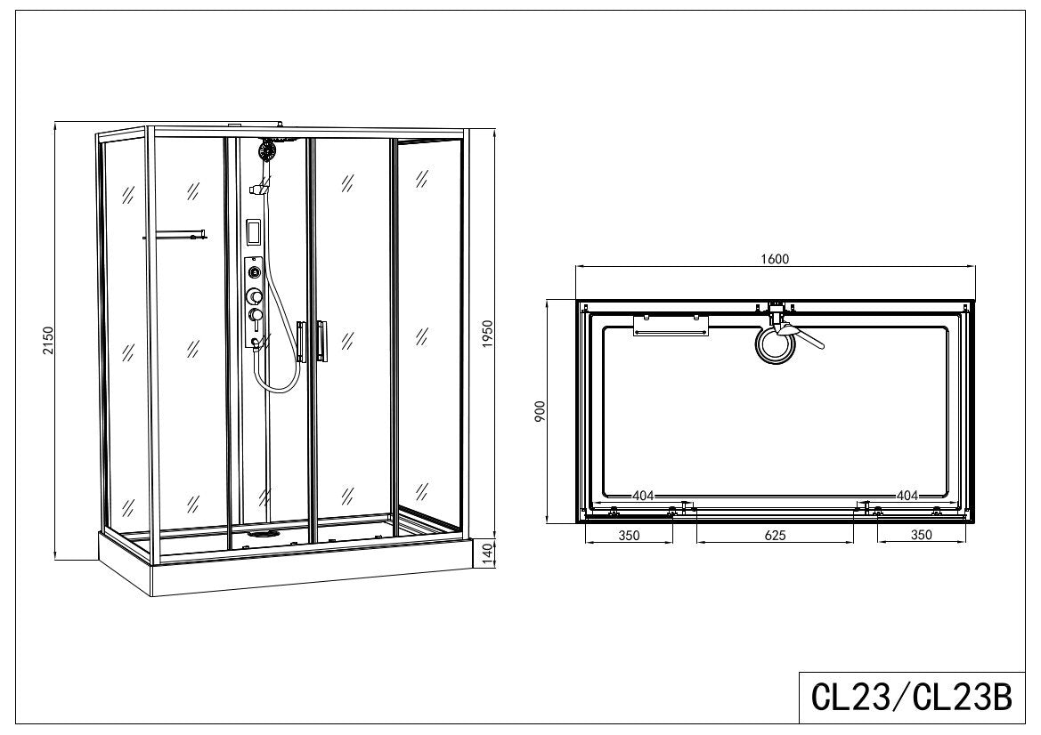 Sanotechnik - Komplettdk NEW YORK 90x160x215cm Quickline