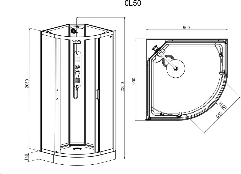Sanotechnik - Komplettdk EPIC 1 90x90x235cm Quickline