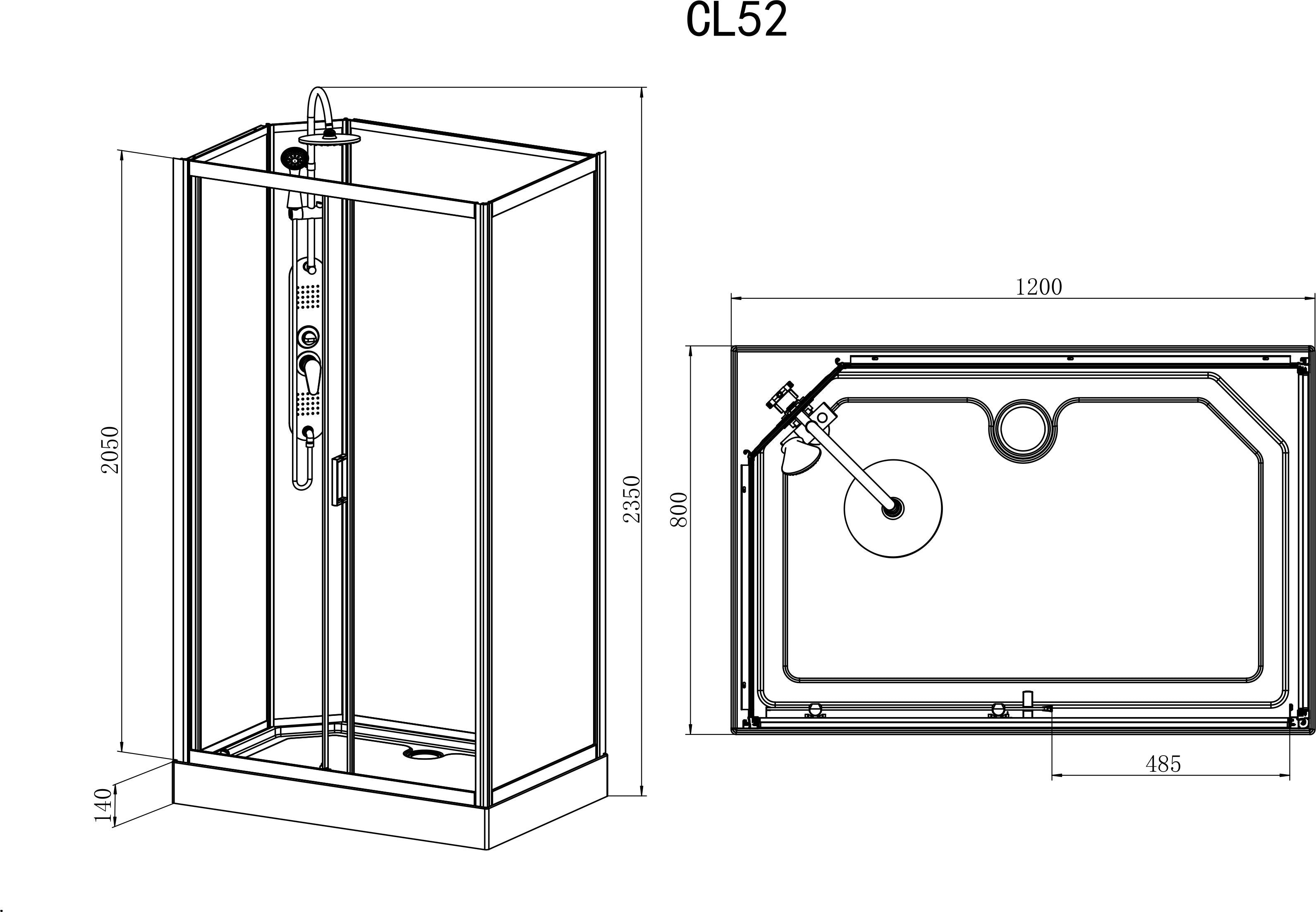 Sanotechnik - Komplettdk EPIC 3 120x80x235cm Quickline
