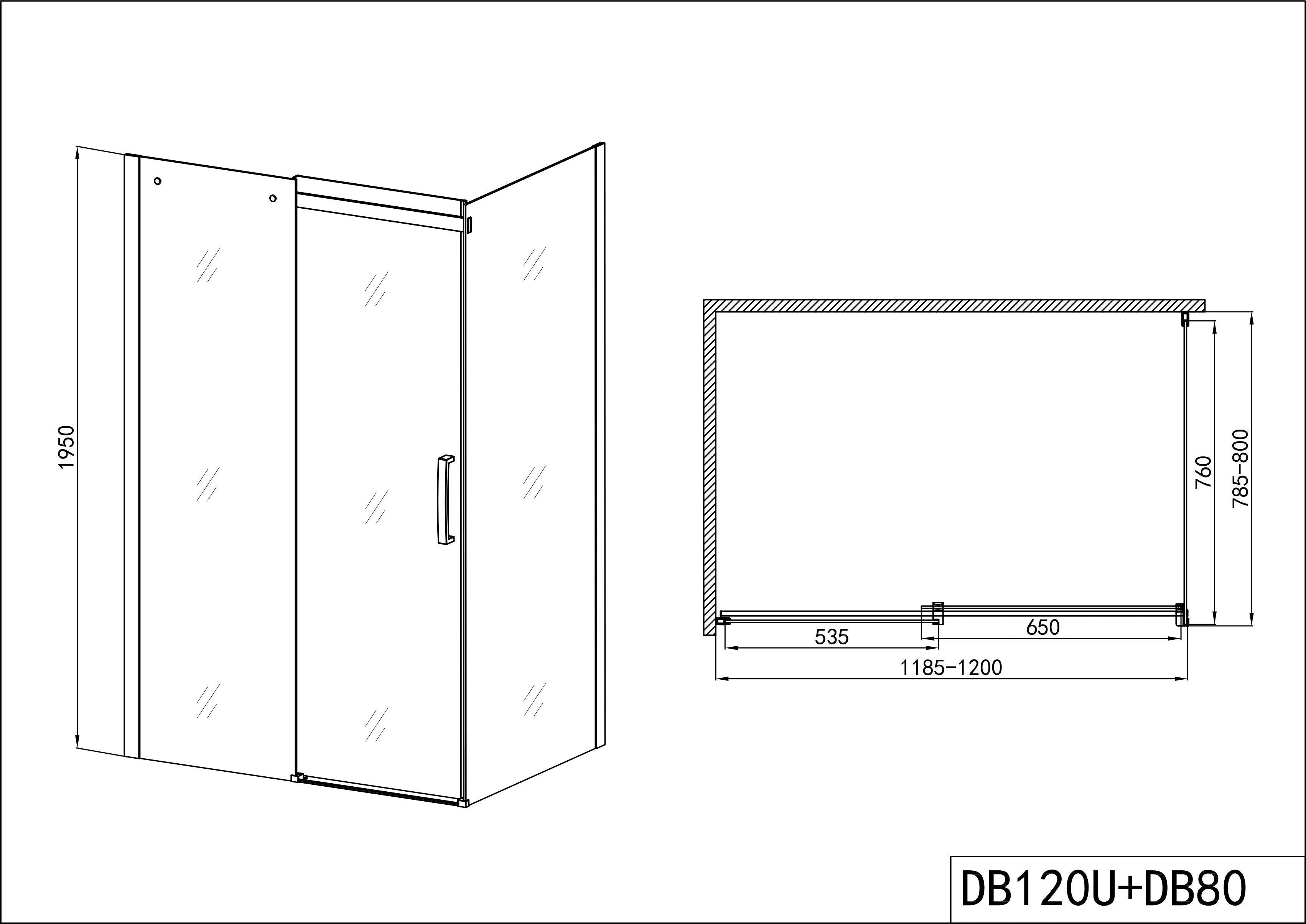 Sanotechnik - *Fixglas chrom 78,5-80x195cm  zu DB120U
