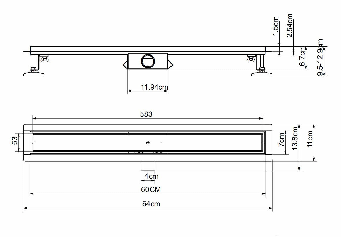 Sanotechnik - Duschrinne 60cm Nirosta Chrom-Optik