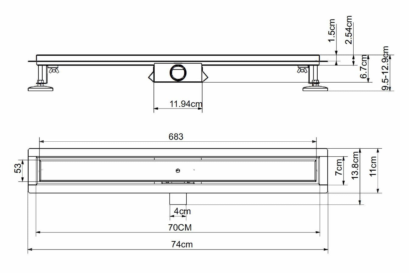 Sanotechnik - Duschrinne 70cm  Nirosta Chrom-Optik