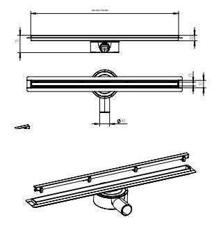 Sanotechnik - Duschrinne Slim 70cm  Nirosta Chrom-Optik