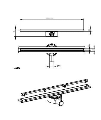 Sanotechnik - Duschrinne 60cm  Nirosta Schwarz-Optik