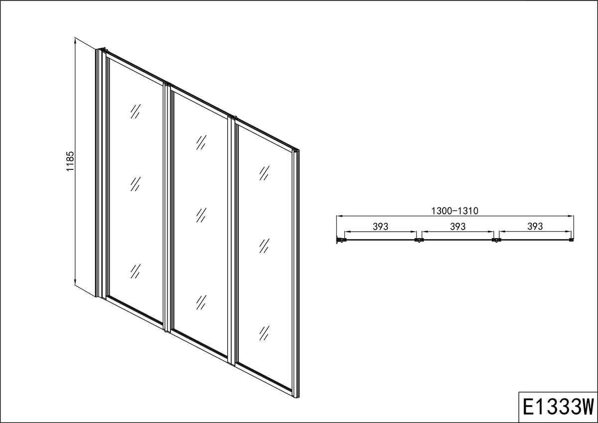 Sanotechnik - Wannenklappwand 130x121cm 4mm Glas