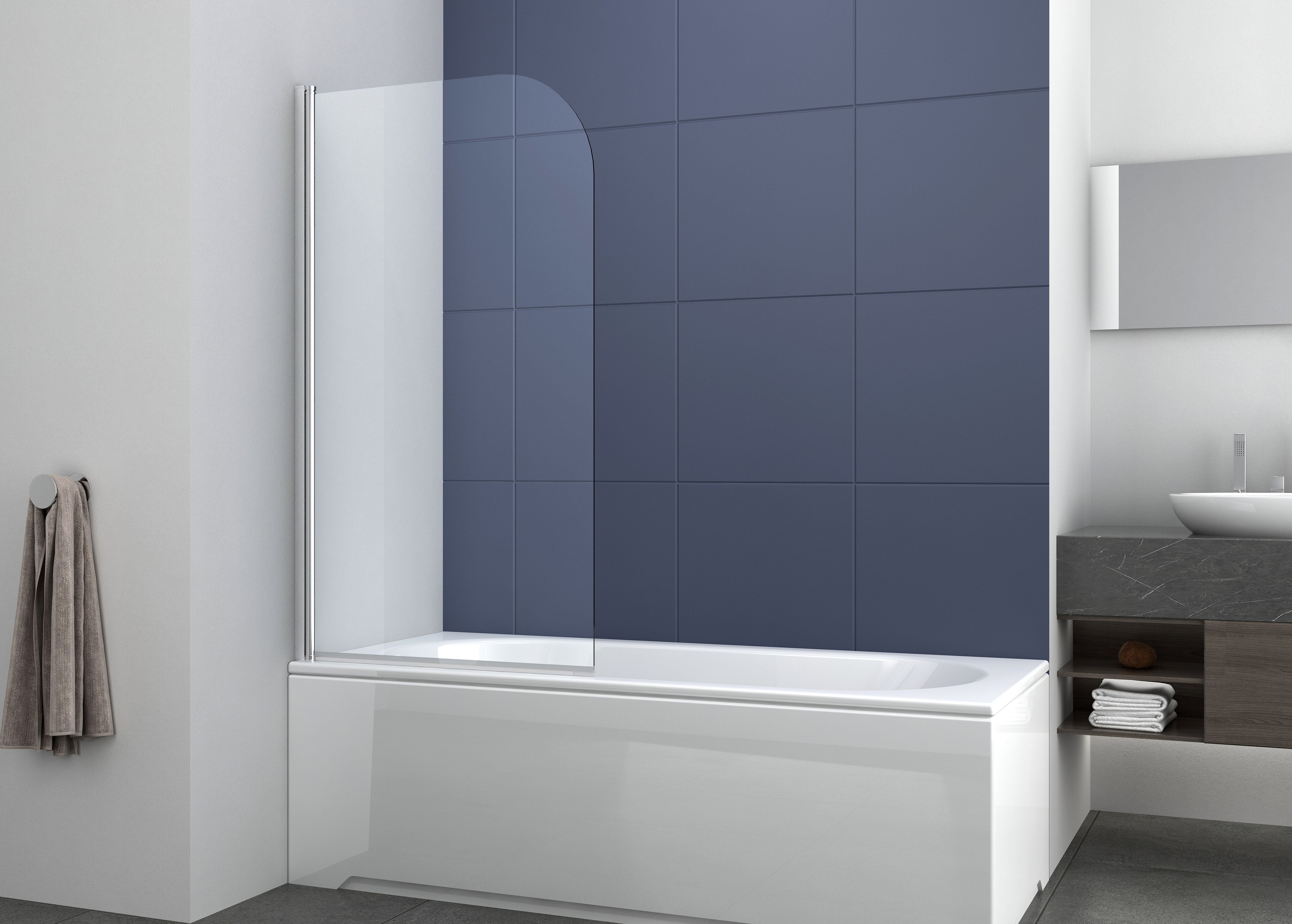 Sanotechnik - Wannenklappwand chrom 80x140cm 5mm Glas klar