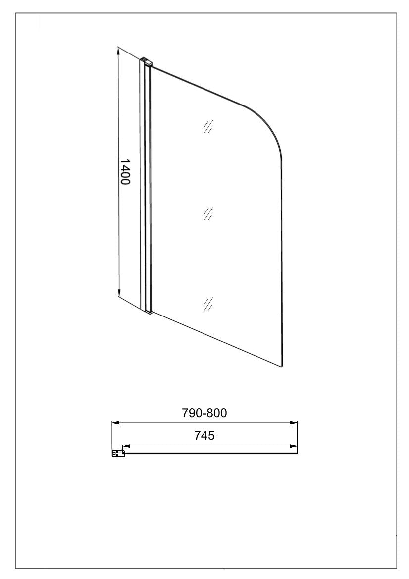 Sanotechnik - Wannenklappwand chrom 80x140cm 5mm Glas klar