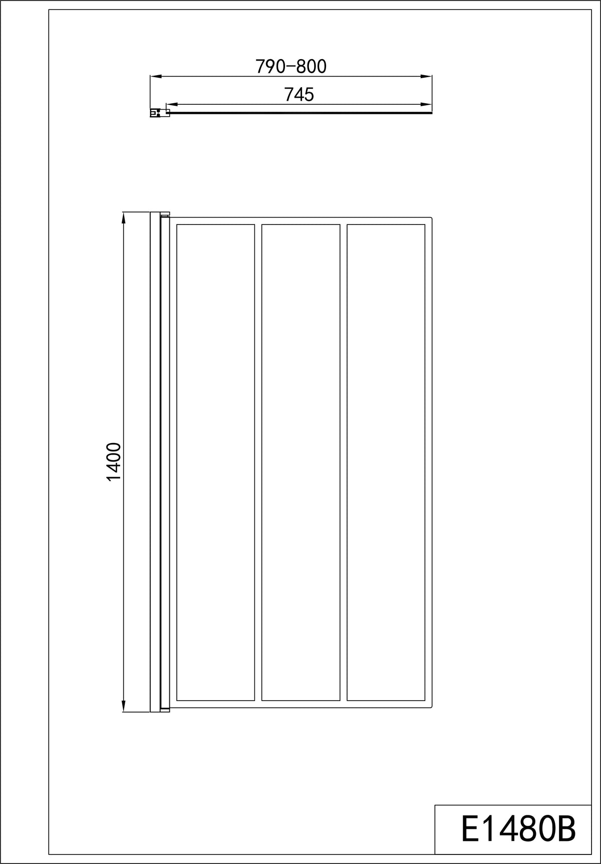Sanotechnik - Wannenklappwand schwarz 80x140cm 4mm Glas