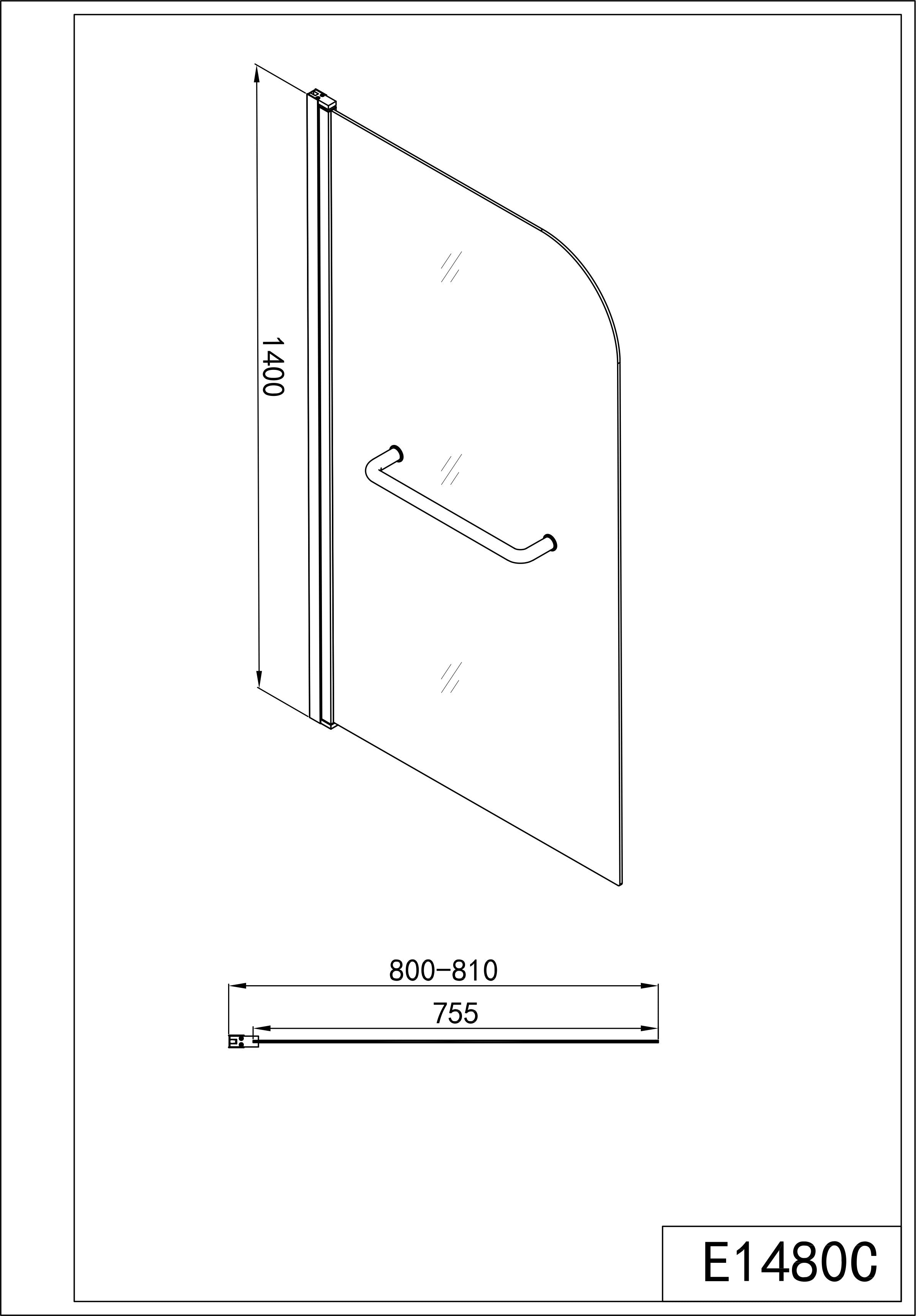 Sanotechnik - Wannenklappwand 80x140cm 6mm Glas