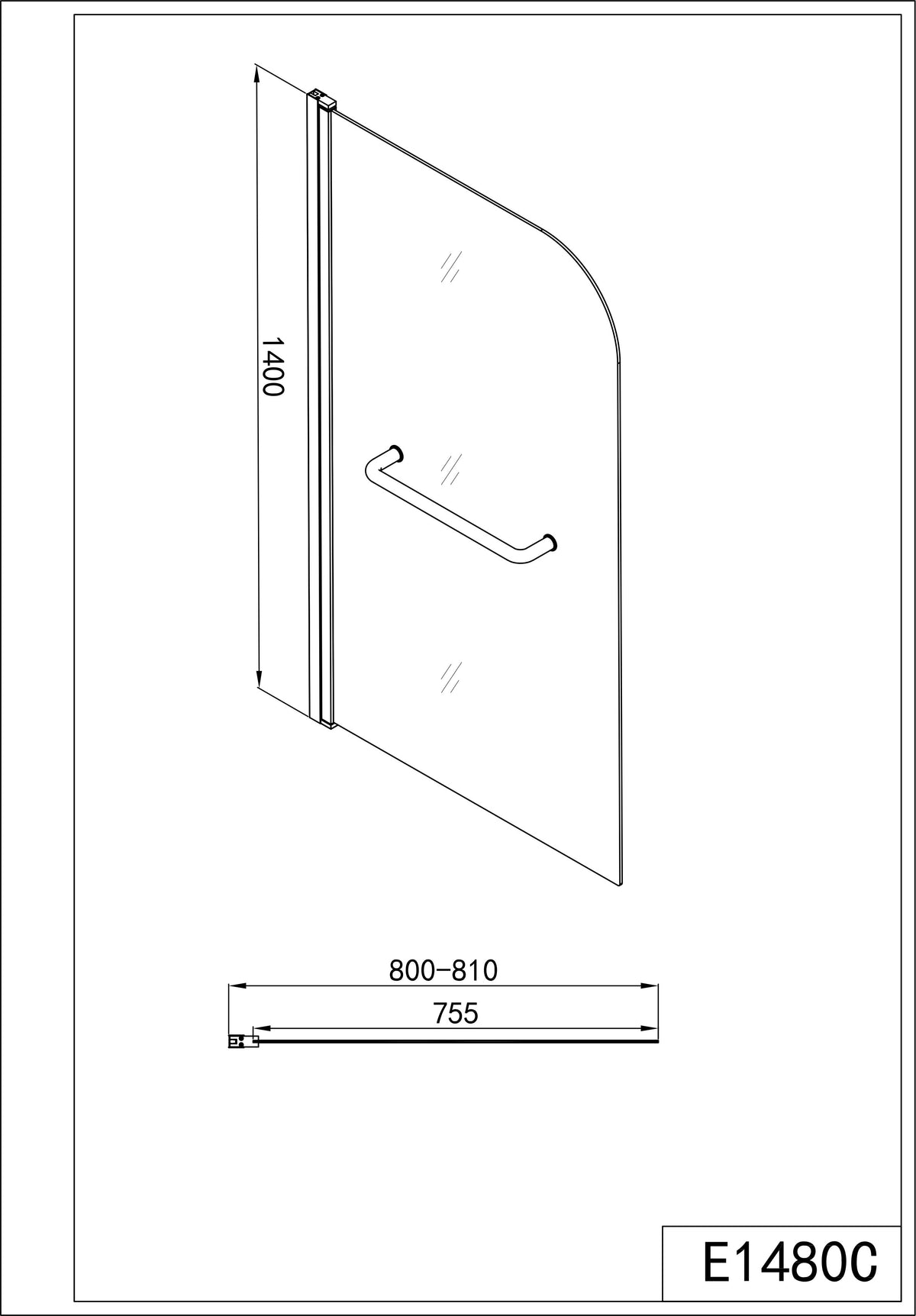 Sanotechnik - Wannenklappwand 80x140cm 6mm Glas