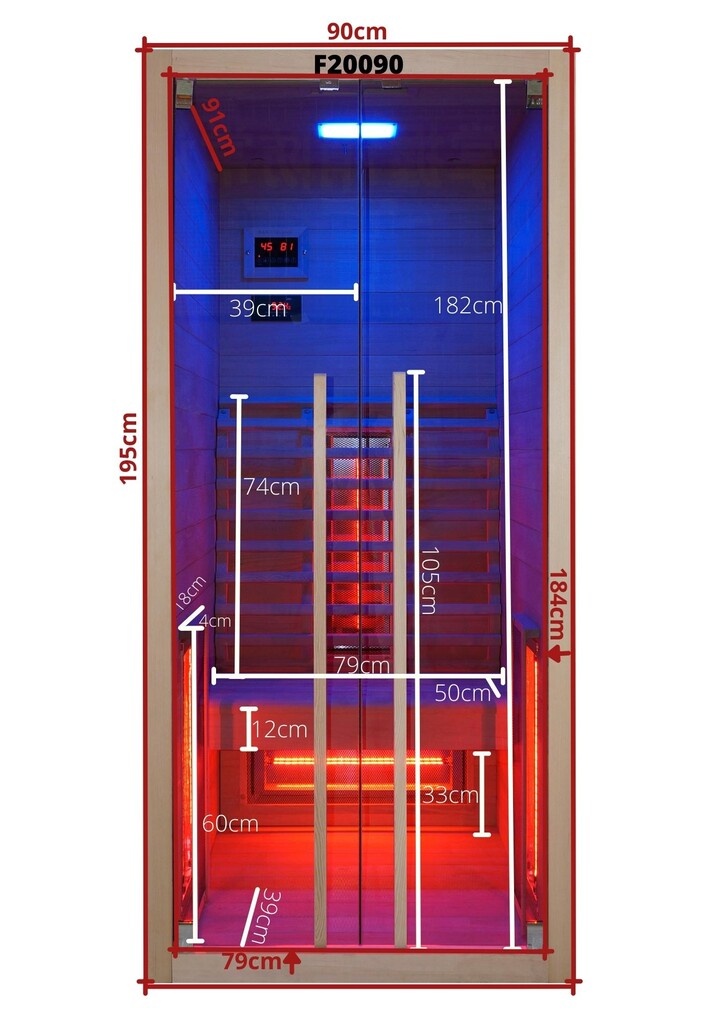 Sanotechnik - RUBY 1 Infrarotkabine für 1 Person 90x100x195 cm