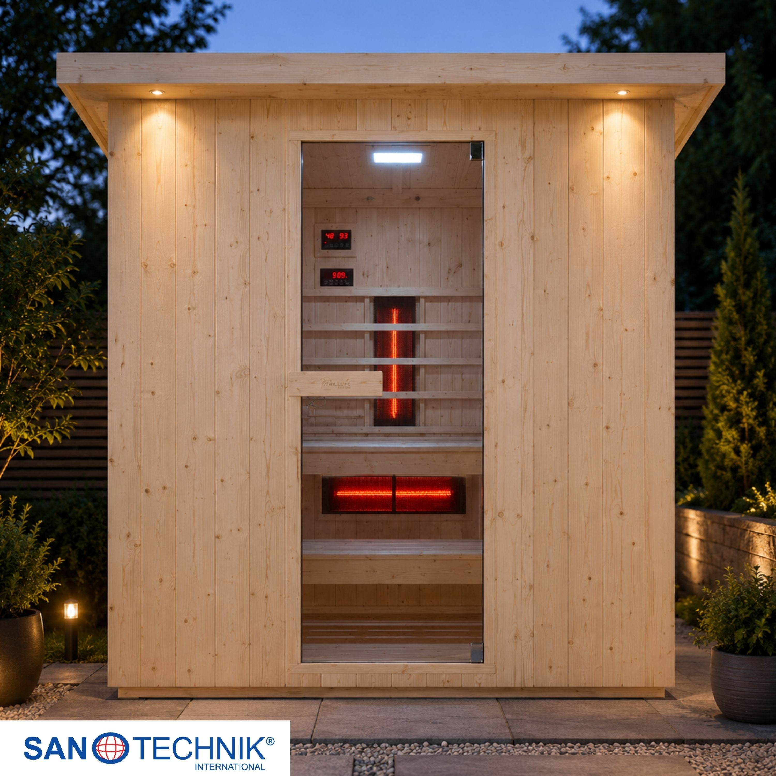 Sanotechnik - LAHTI Außensauna+Infrarotkabine für 5-6 Personen 198x181,5x202,2 cm