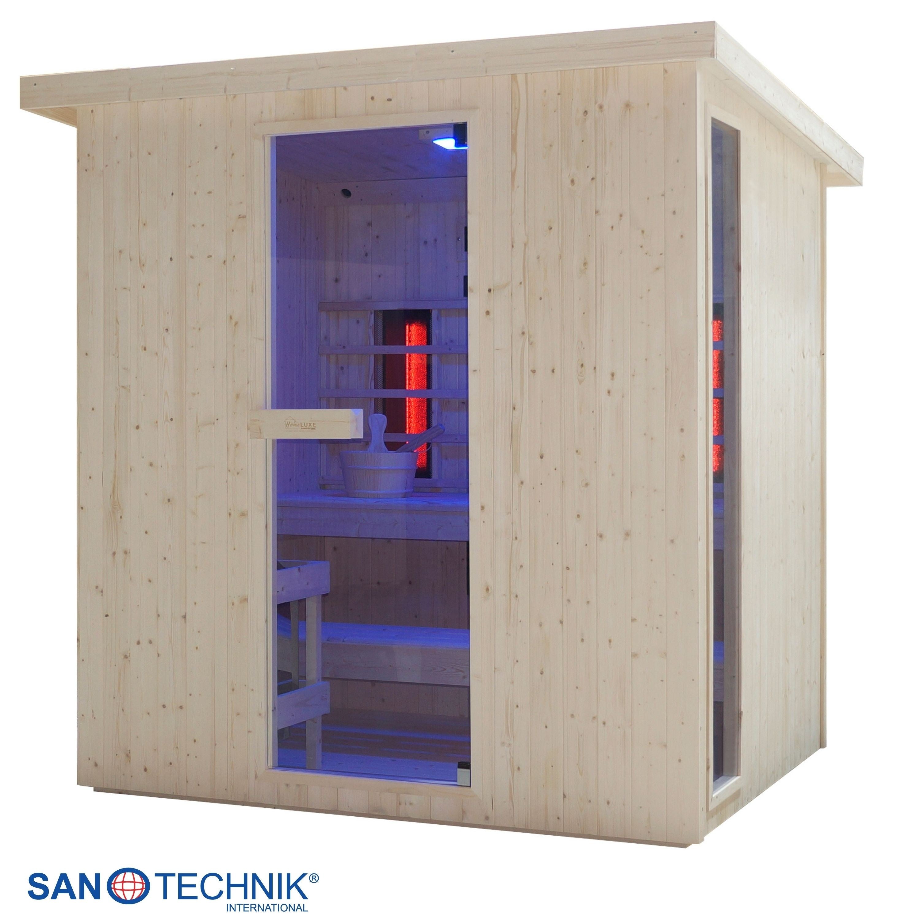 Sanotechnik - LAHTI Außensauna+Infrarotkabine für 5-6 Personen 198x181,5x202,2 cm