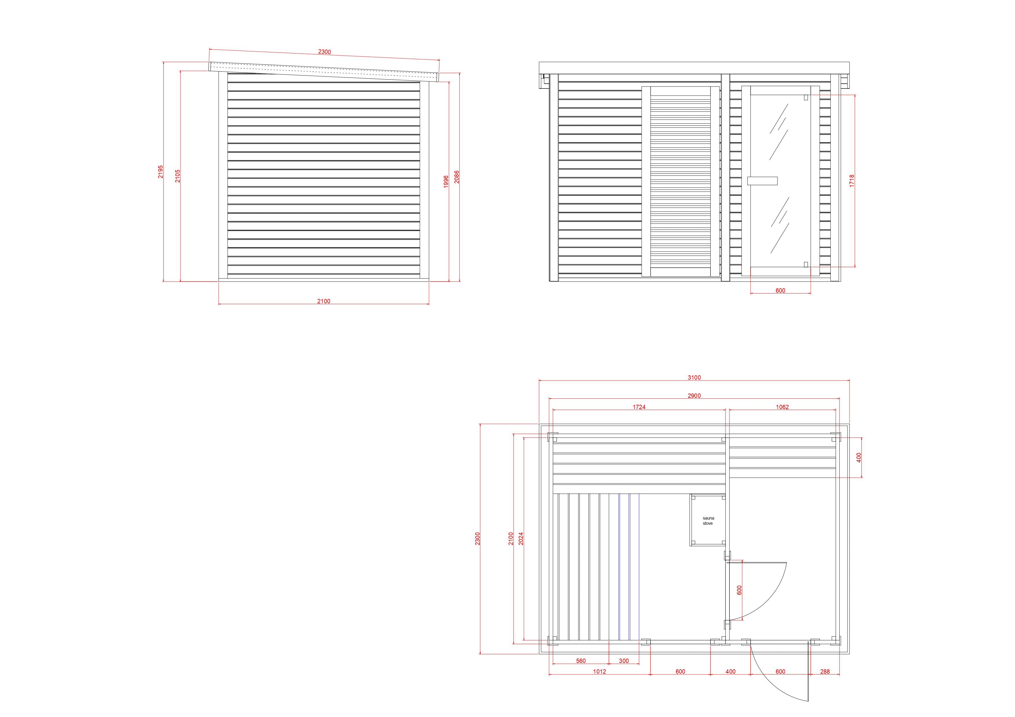 Outdoorsauna VAASA mit Umkleide