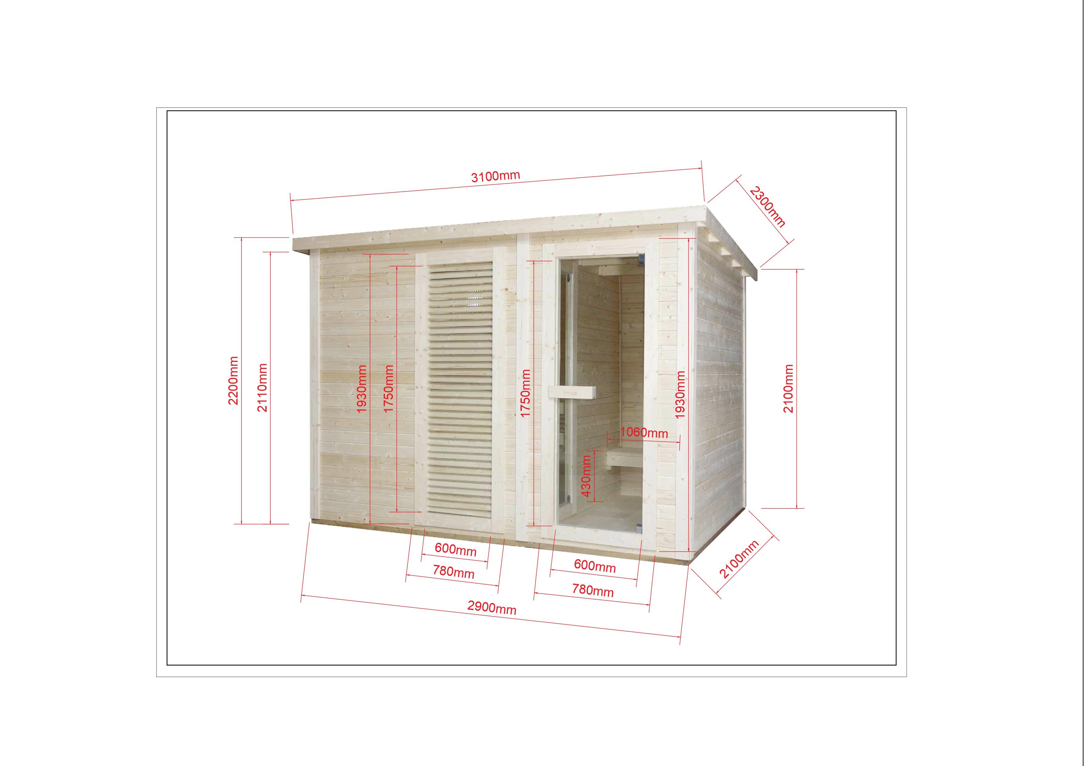 Outdoorsauna VAASA mit Umkleide