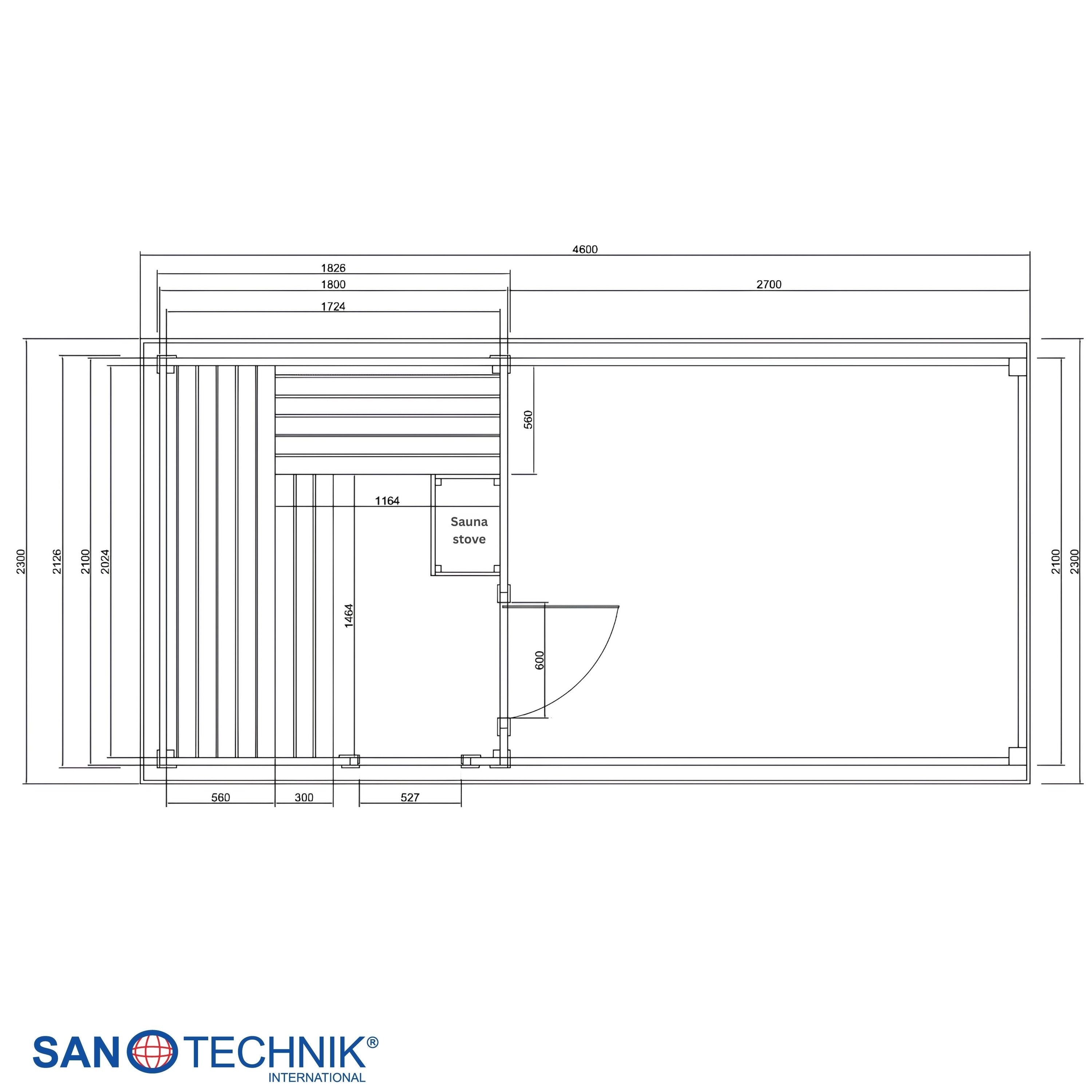 Sanotechnik - RAUMA Außensauna für 4-5 Personen 460 x 230 x 219,5 cm