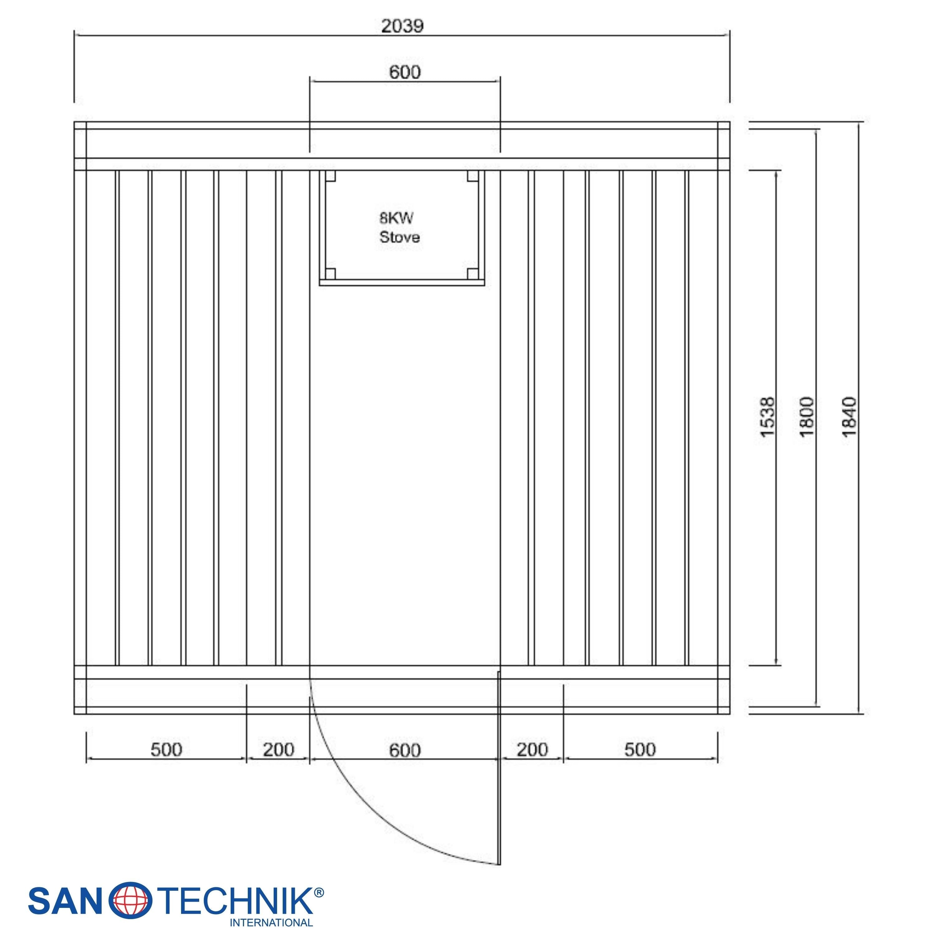Sanotechnik - HANKO Außensauna für 6 Personen 210x180x210 cm