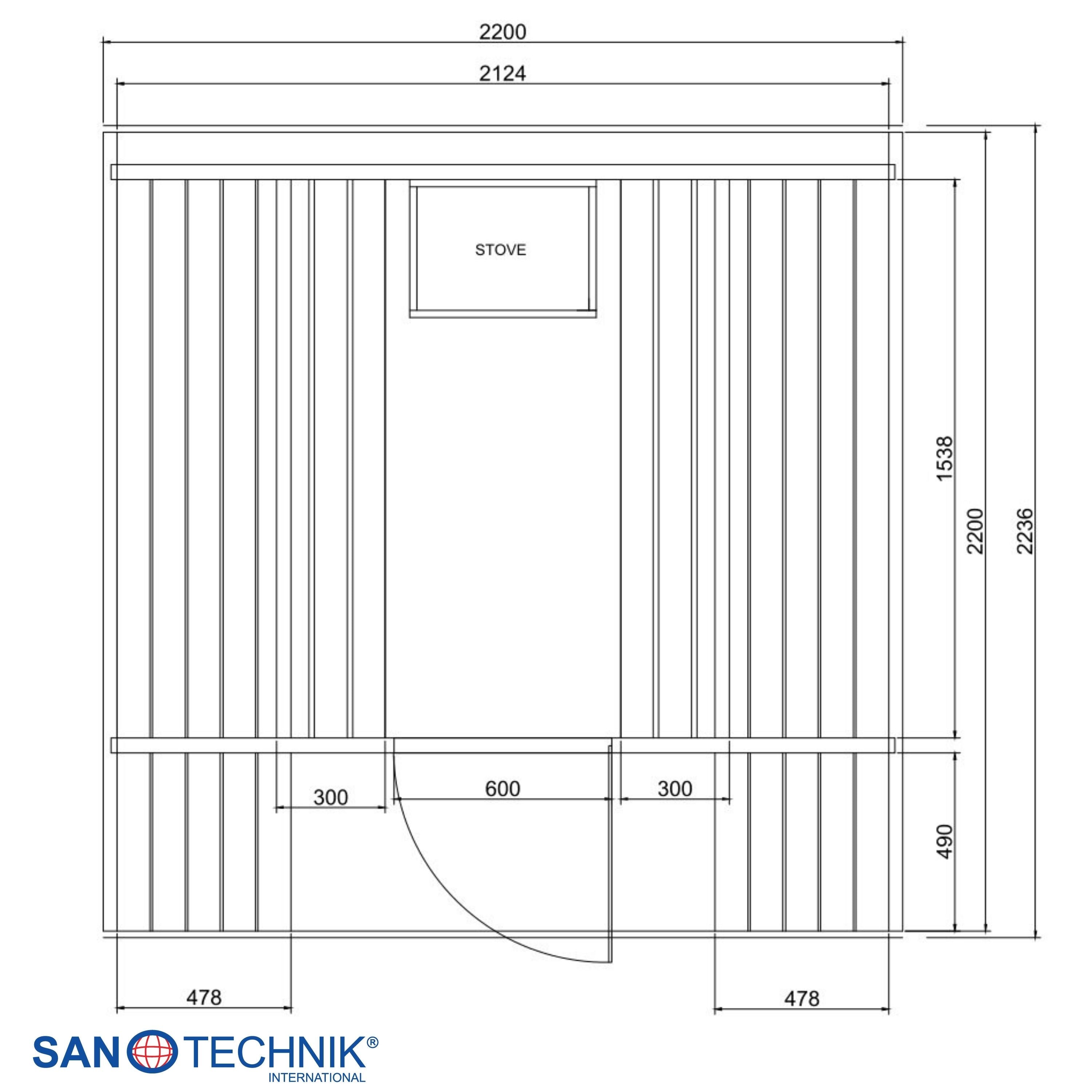Sanotechnik - LIETO - Außensauna für 6 personen 220,0x223,6x250,1 cm